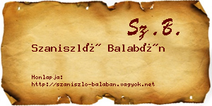 Szaniszló Balabán névjegykártya